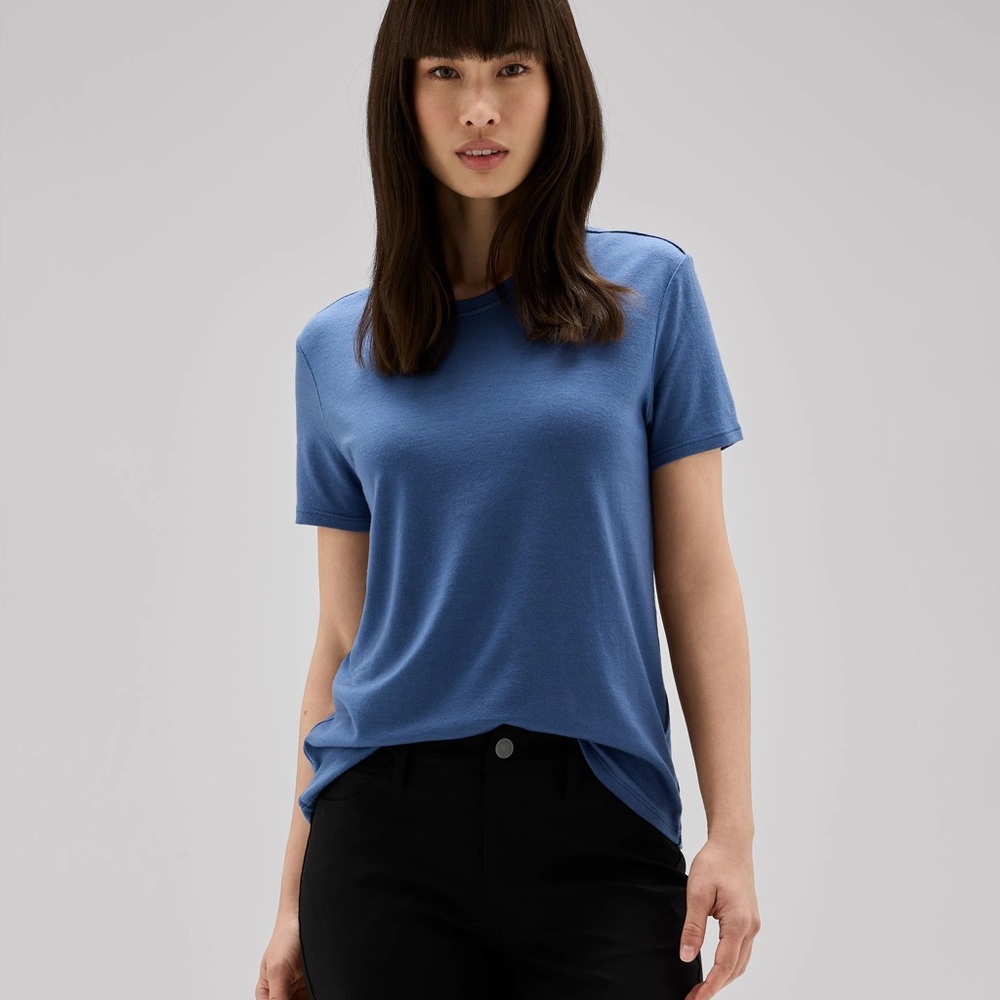 Unbound Merino Short Sleeve Crew Neck T-Shirt Moonlight Blue classic fit
